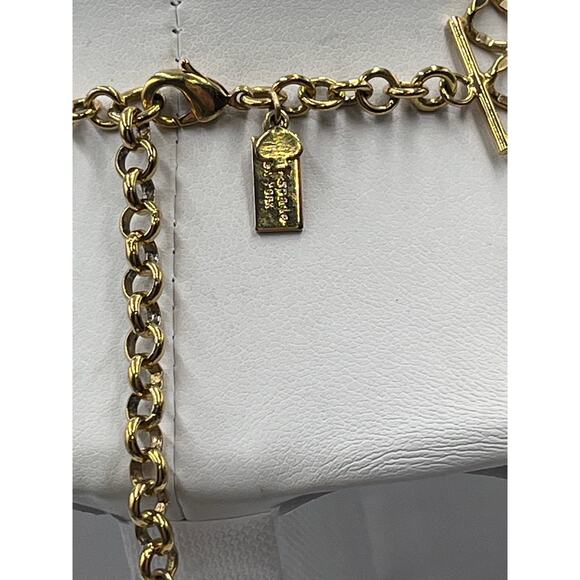 Kate Spade NY Three Tier Gold Tone Resin Dangle Statement Bib Layered Necklace - Picture 5 of 16